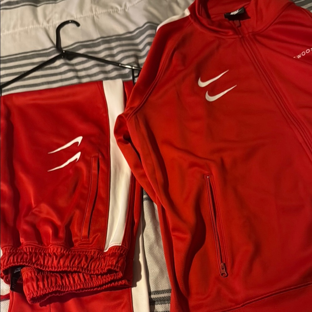 Red Nike Tracksuit with White Accents